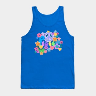 Peace and Love Hippy Flower Power Design Tank Top